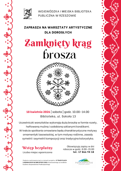 Grafika promująca warsztaty Zamknięty krąg - Brosza
